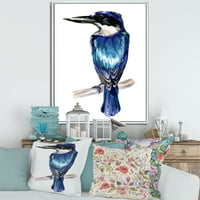 Dizajnerski stil plavi kingfisher ptica 'Tradicionalni uokvireni platno Zidno umjetničko otisak
