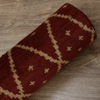 Rugsotički tepisi Ručno čvorište, geometrijska prostirka vune, crvena, zlato, 8'x10 '