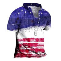 Muškarci Dan nezavisnosti T majica Slim Fit Collared Patriotska majica kratkih rukava Vintage Atletic Tee V izrez Tjetac majica