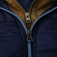 Muška Plus Size Vanjska zimska Vesta vanjska odjeća s kapuljačom podstavljena Puffer prsluk bez rukava tamno plava 4XL