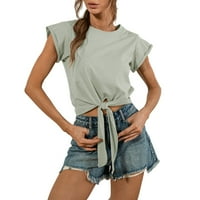 Ženski vrhovi vezuju ljetne majice okrugli vrat Halter jednobojni Tank Tops modni bluze