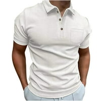 Muške Muscle Polo majice Slim Fit kratki rukav V vrat vafle pletene Golf majice rebraste pletene meke