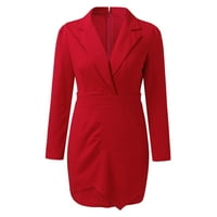HGW Womens Blazer otvoren prednji elegantni formalni jakni za jakne za radne kancelarije poslovni kaput sa remen dugim blužerima