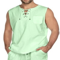 Multitrust muške pamučne platnene majice s majicama Ležerne rukave bez čipke na plaži hipi vrhovi boemska renesansna Gusarska tunika