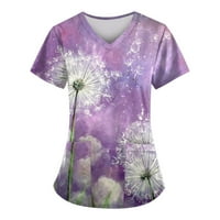 Ljetni vrhovi za žene kratki rukav okrugli izrez cvjetne slobodno majice 4xl