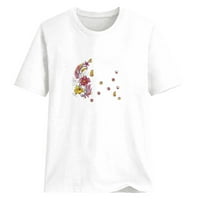 Auroralne ženske majice ženske ljetne smiješne pero Print uzorak okrugli vrat kratki rukav T-shirt Top