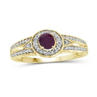 JewelersClub Ruby Ring RođenDane Jewelry-0. Carat Ruby 14K pozlaćeni nakit srebrni prsten sa bijelim dijamantnim naglaskom prstenovima sa hipoalergenom 14K pozlaćenim srebrom