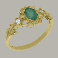 Britanski 18k žutog zlata prirodni smaragd i kubni cirkonij ženski prsten za godišnjicu-Opcije veličine-veličina