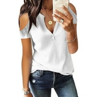 Zodggu bluze bluze za žene čišćenje trendi off ramena kratki rukav ženski vrhovi jednobojna bluza ljetna