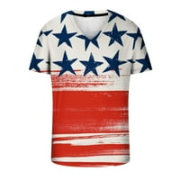 Muška Američka američka zastava za Dan nezavisnosti T-Shirt Dan nezavisnosti Print pulover Fitness Sport T-Shirt V-izrez kratki rukav crveni XXXL