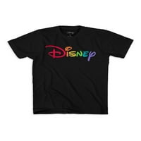 Disney Mickey Boys Classic Budi Vjeran Tebi Rainbow Logo Kratki Rukav Grafička Majica Crna Bijela, Veličine 4-18