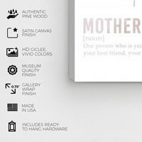 Wynwood Studio tipografija definicije majke i Citati zidni umjetnički platneni Print bijeli 24x36