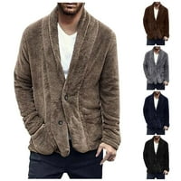 Hoodies pgeraug za muškarce Solidna boja Dvostrana džepa džepna jakna zimski kaputi za muškarce Khaki XL