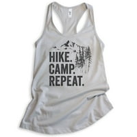 Hike Camp Repeat Tank Top, Ladies Racerback Tank Top, Hike Tank, Planinarenje Tank, Kamping Tank, Camper Tank, Heather Grey, X-Large