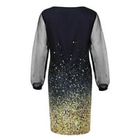 Haljine za žene ženski fit & flare dubokim V-izrezom cvjetne haljine s dugim rukavima Mid-duljina modna
