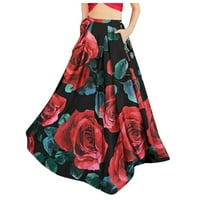 Mini haljine Print Maxi suknja High Squik Pocket Party Beach Long suknja Bohemijska cvjetna haljina