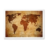 PRONAĐEDAČA Drevna mapa svjetske XI Vintage uramljena umjetnička štampa