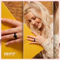 Rinfit Silikonski prstenovi za žene i muškarce-par kompleta gumene Burme-dvobojna i dijamantska kruška-crna