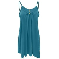Ženska plus veličina SLING COMFY Džep džepa Midi haljina Trendy Dressy Summer SOLID bez rukava V izrez