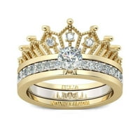 Opolski Odvojivi Ženski Modni Crown Rhinestone Prst Prsten Vjenčanje Nevjesta Nakit Poklon