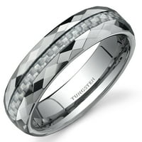 Muški vjenčani prsten od bijelih karbonskih vlakana Comfort Fit Tungsten
