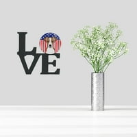 Carolines blaga bb2190walv američka zastava i jack russell terijer metalna zidna umjetnička djela ljubav,
