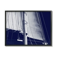 Stupell Mornarsko Plava Nautička Jarbola Za Čamac Pejzažna Fotografija Crna Uokvirena Umjetnost Print