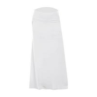 Ociviesr Dame Solid Boja niska struka elastična struka casual paketa Line duge suknje Kožne mini suknje