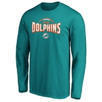 Muški fanatici brendirani Aqua Miami Dolphins stežu majicu dugih rukava