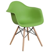 Flash nameštaj PK. Zelena plastična stolica serije Alonza sa drvenim nogama