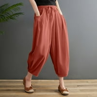 Riforla pantalone za žene Nove labave jednobojne pamučne i lanene pantalone sa elastičnim strukom ženske
