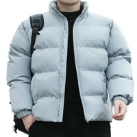 Glookwis muške jakne sa punim patentnim zatvaračem Podebljajte stalak za odjeću ovratnik zimski topli kaputi dugi rukavi za odmor svijetlo plava 3xl