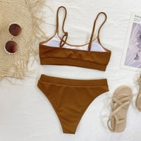 Lastesso ženski jednobojni kupaći kupaći kostim vrhovi bikinija sa visokim strukom donji Bikini Setovi