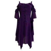 Haljine za žene plus size haljine Fashion Dew Shoulder Gothic Ruffled Sling nepravilna ljubičasta 3x