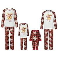 Porodična podudarna Božićna pidžama, Baby Romper Deer pahuljica uzorak dugi rukavi i karirane hlače Set odjeće za spavanje