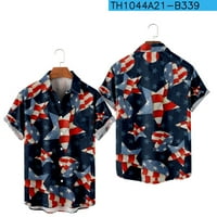 qolati Hawaiian Shirts for Men Casual kratki rukav lagano dugme Down Henleys bluza Print američke zastave