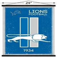 Detroit Lions - Retro logotip zidni poster sa magnetnim okvirom, 22.375 34
