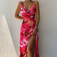 Ženska modna seksi ležerna haljina duboka v Split midi dugi hem