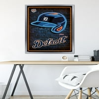 Detroit Tigers-Neonski Zidni Poster Za Kacigu, 22.375 34 Uokviren