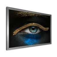 Designart 'Djevojke oči sa zlatnim lancem i plavim pigmentom' Moderni uokvireni umjetnički print