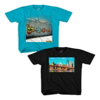 - Man Boys Wheatpaste Brooklyn kratka rukav grafički T-Shirt, 2-Pack, veličine 4-18
