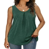 Glonme Ladies Tank Tops jednobojne ljetne majice bez rukava Holiday Basic bluza labava posada vrat Tee zelena 2XL