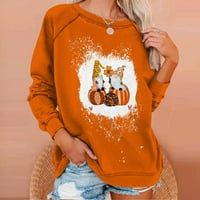 Duks za žene vrhovi zahvalnosti Crewneck džemper od labavog bluza kapuljač dukserica narančasta m