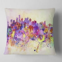 Dizajdbal Purple New York Skyline - Cityscape Jastuk za bacanje - 18x18