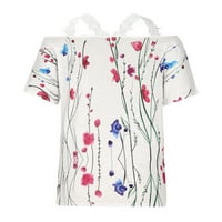 Floleo ženski vrhovi kratki rukav klirens ljetna moda žena kauzalna bluza za štampanje čipkasti kratki rukav majica ljetne ponude