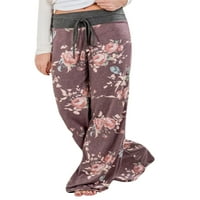 Paille Ladies Full-length lagan Božić pantalona slobodno Yoga pantalone prugasti izlet Palazzo pantalone Loungewear svijetlo siva XL
