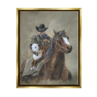 Stupell Ranch Kauboj Zapadni Konj Životinje I Insekti Slikarstvo Zlatni Plovak Uokviren Art Print Wall