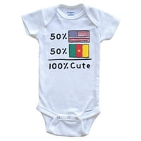 50% američki 50% Kamerunian Slatki Kamerun USA zastava za bebe, 6- mjeseci bijeli