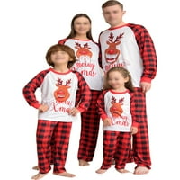 Beiwei Žene Muškarci deca odgovarajući porodični pidžama Set elastični struk Sleepwear Božić Nightwear Božić pjs PJ Setovi Home karirani Meki crveni Tata M