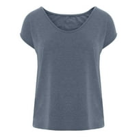 Ženski vrhovi rezervoara bez rukava V izrez pune boje casual majica labava fit osnovna bluza
